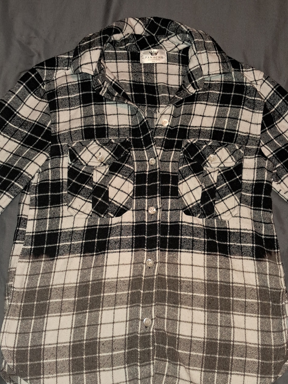 Panache Black and White Plaid Button-Front Shirt